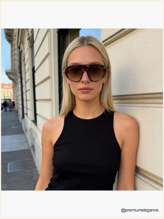 Oversized Retro Aviator Sunglasses UV400 Protection Trendy Oval Frame main image 4